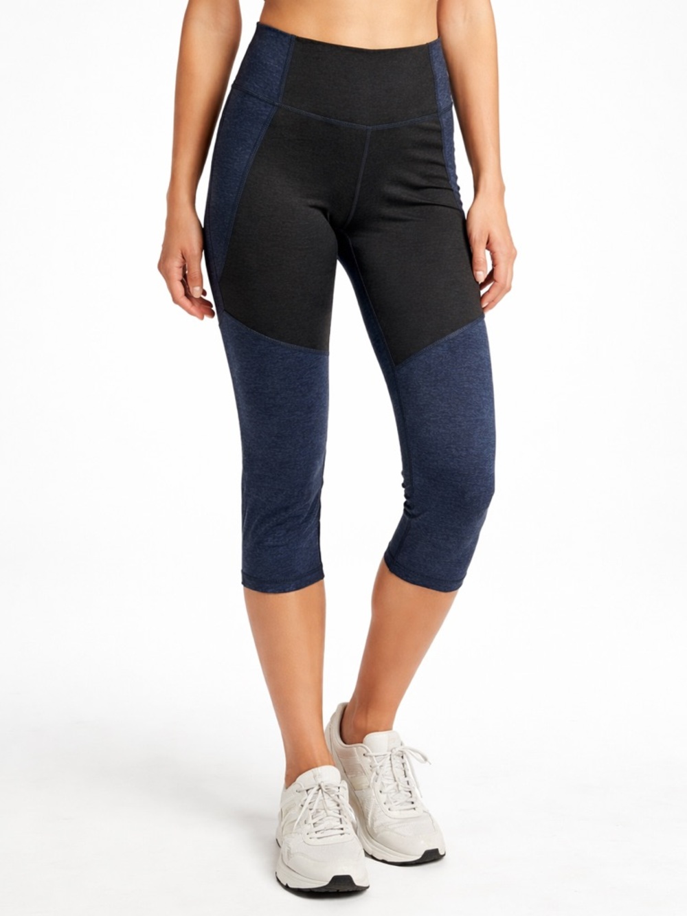 OUTDOOR VOICES TechSweat Two-Tone Kneecap Leggings in Navy‎ & Charcoal XS NWT